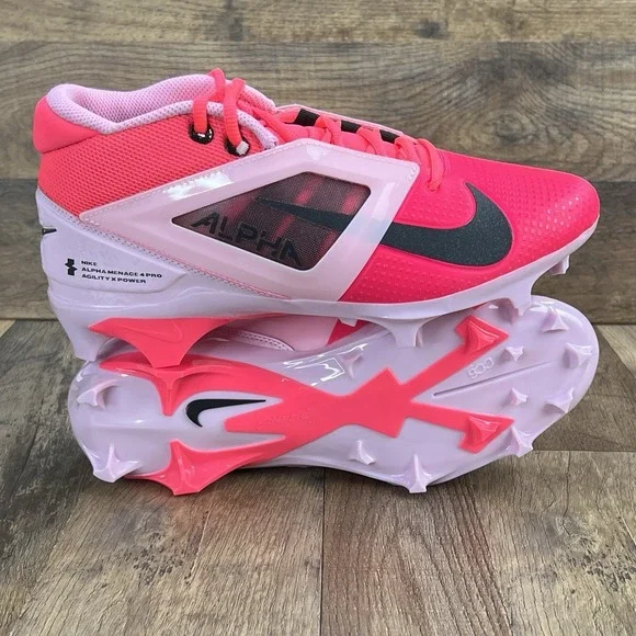 Nike Alpha Menace 4 Pro NRG Pink Football Cleats HJ4568-600 Mens Size 8